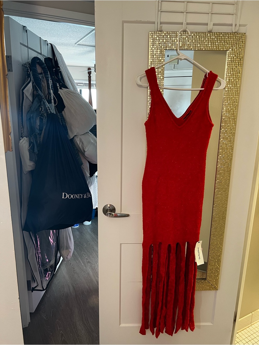 Simon Miller Crimson V-Neck Maxi Dress with Fringe Medium
